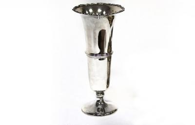 Appraisal: A large silver trumpet-shaped vase HCD Birmingham with scrolling rim