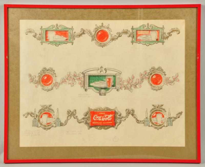 Appraisal: s - s Coca-Cola Original Festoon Artwork Description Matted and