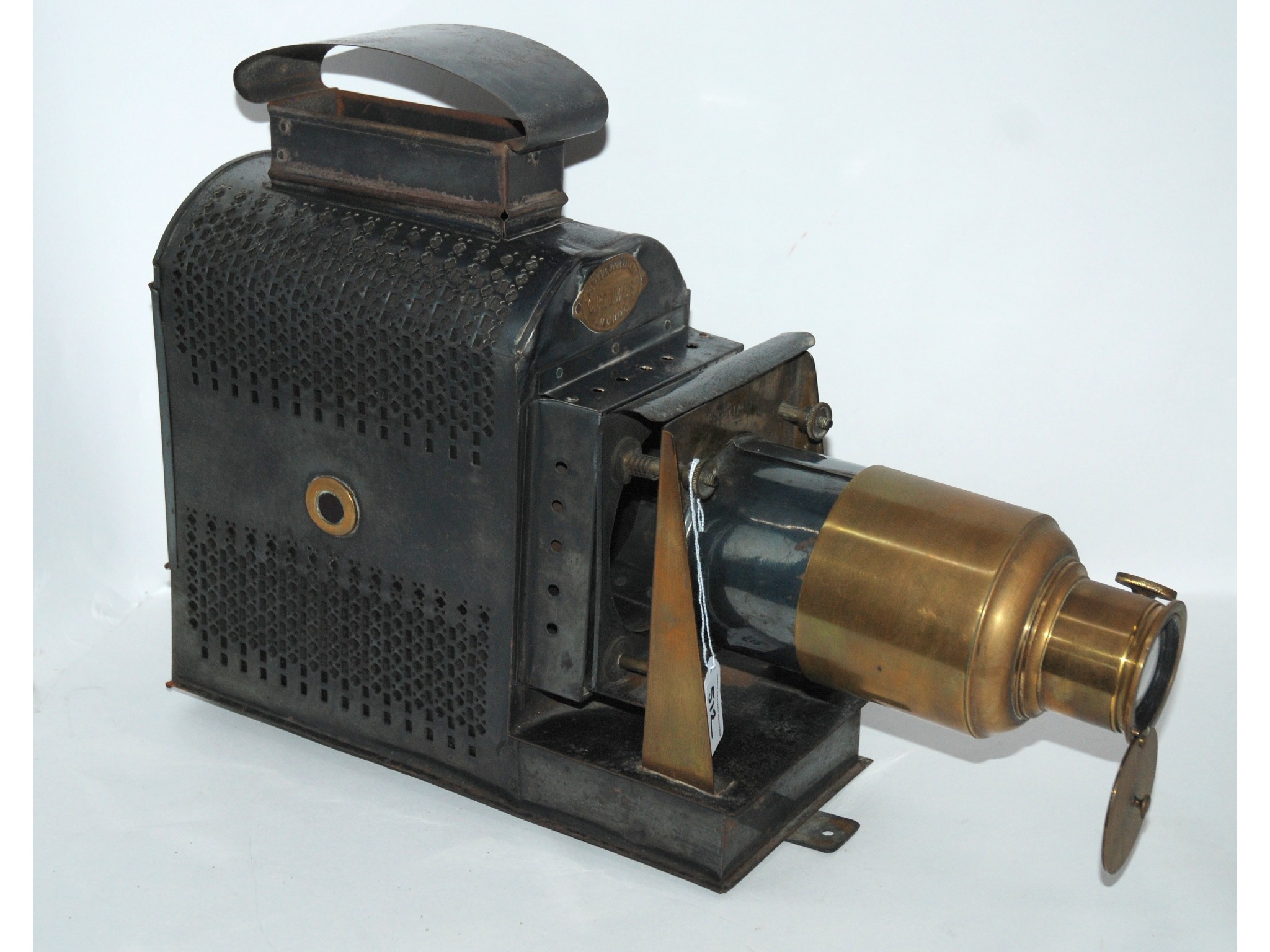 Appraisal: An Optimus magic lantern by Perke Son Rayment with bulb