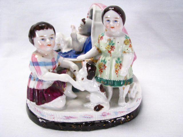 Appraisal: German Porcelain Fairing Ink Stand two-piece with two interior ink