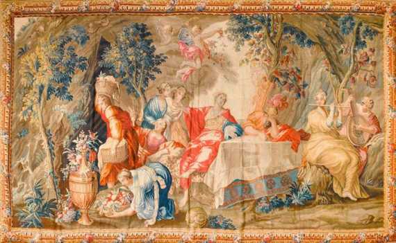 Appraisal: LARGE TAPESTRY TELEMAQUE VISITANT CALYPSO Louis XV from the Manufacture