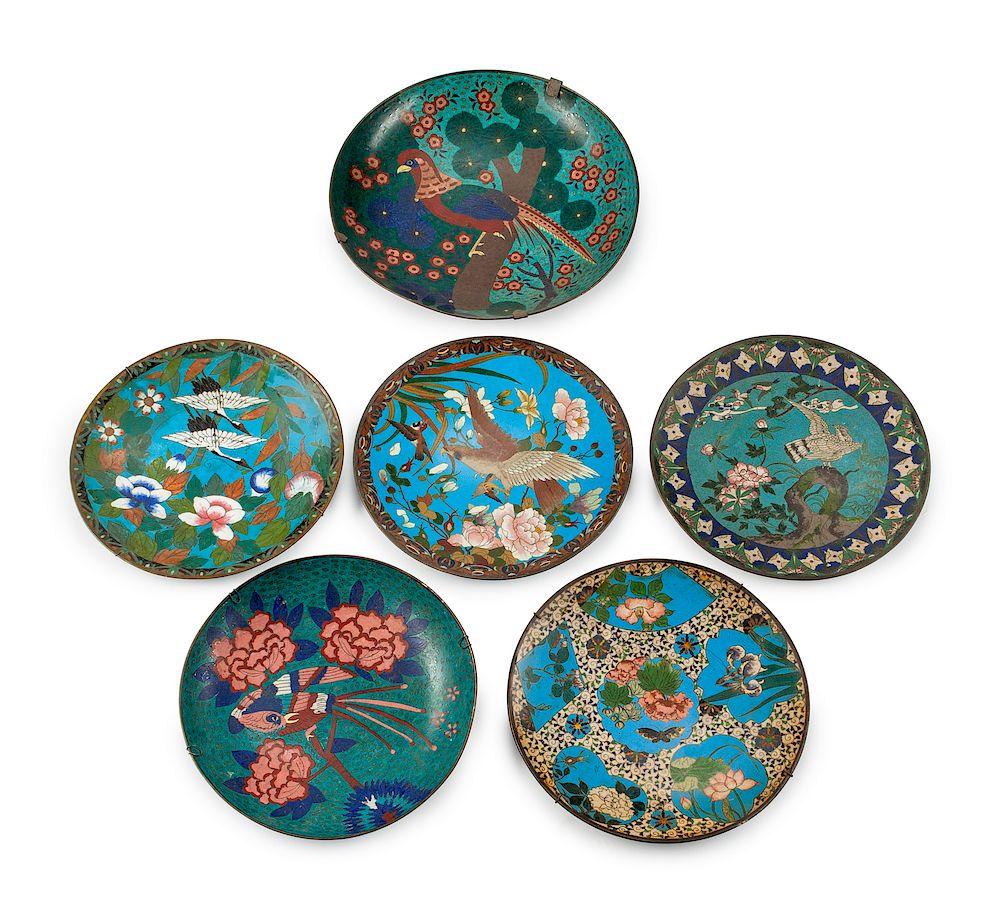 Appraisal: A Group of Six Japanese Cloisonne Chargers A Group of