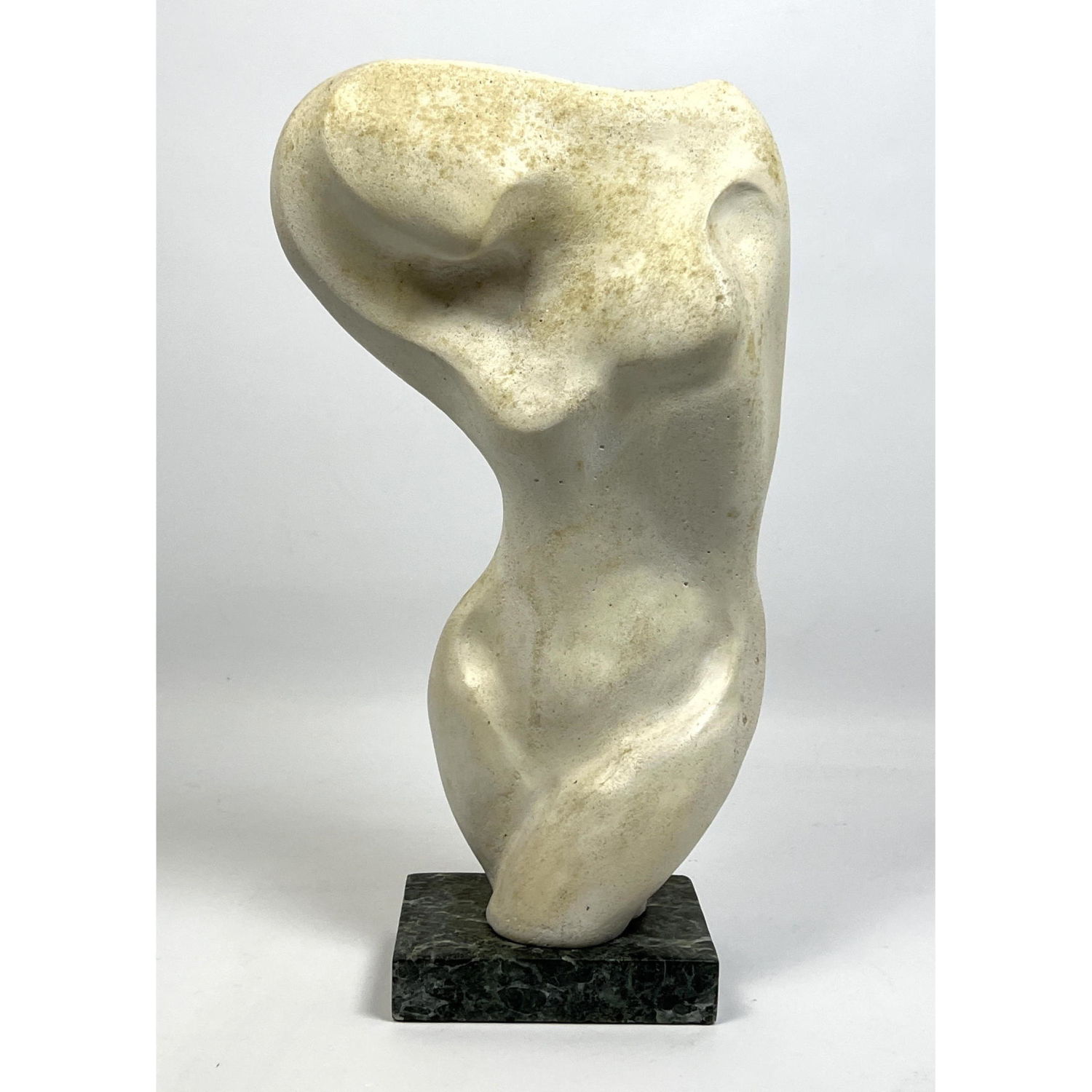 Appraisal: Abstract Plaster Female Sculpture on Green Marble Base Dimensions H