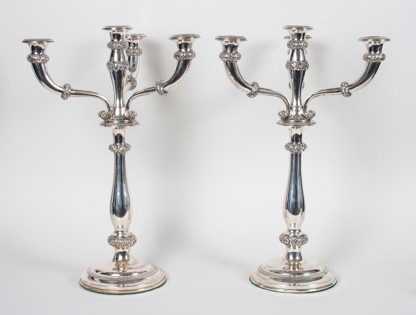 Appraisal: Pair of Austria-Hungary weighted silver candelabra Vienna th century in