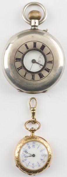 Appraisal: Two Vintage Pocket Watches the first a silver half-hunter case