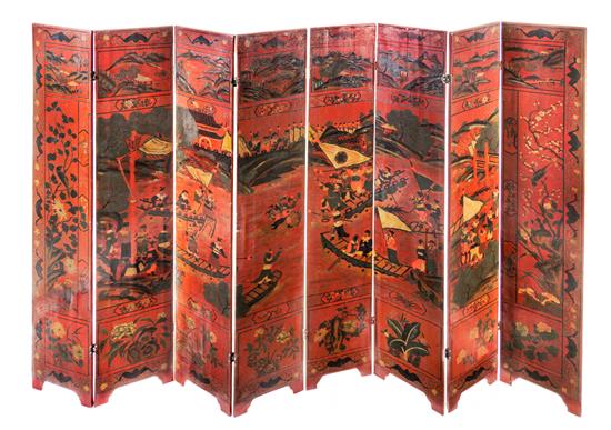 Appraisal: Sale Lot A Large Chinese Polychrome Painted Red Lacquered Floor