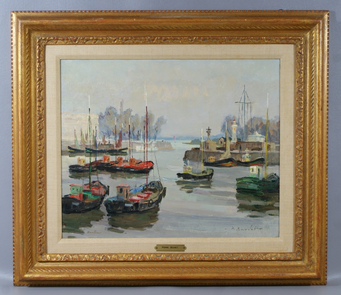 Appraisal: Pierre Boudet French b o masonite Honfleur x framed signed