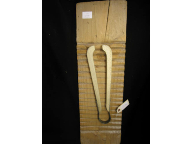 Appraisal: Old Carved Wooden Washboard Tongs