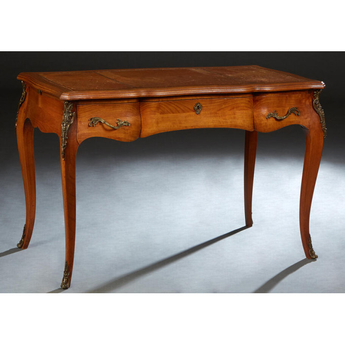 Appraisal: French Louis XV Style Ormolu Mounted Carved Cherry Writing Table