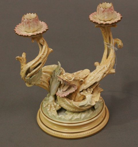 Appraisal: A rare Doulton Burslem twin branched candelabra circa s probably