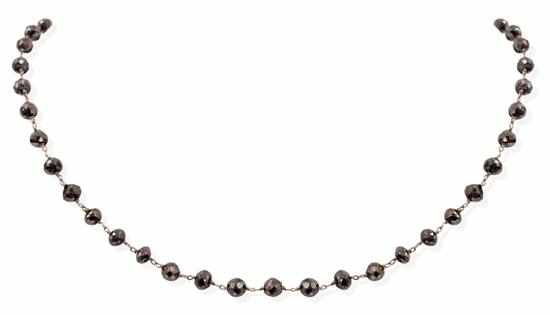 Appraisal: A BLACK DIAMOND NECKLACE Comprising round faceted black diamond beads