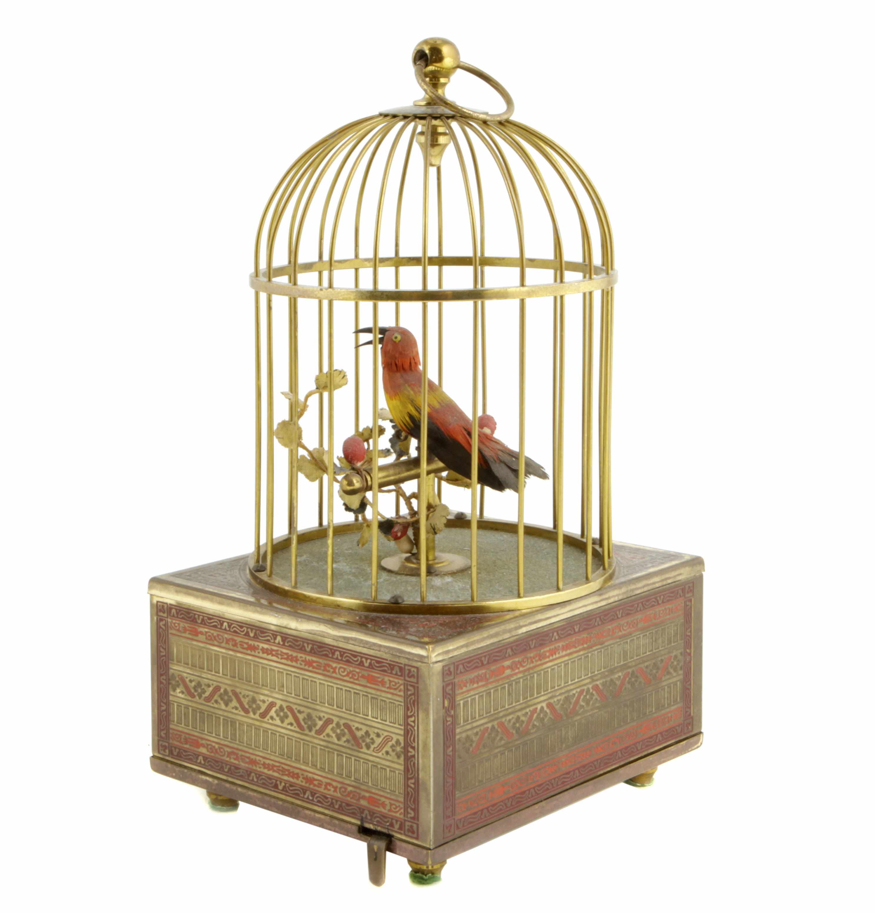 Appraisal: A French musical singing bird in a gilt metal cage