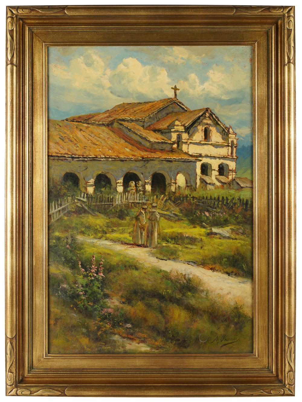 Appraisal: MANUEL VALENCIA - SAN ANTONIO DE PADUA MISSION oil on