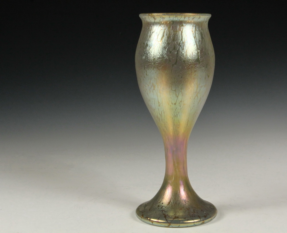 Appraisal: LOETZ VASE - Stem Vase in gold oilspot finish with