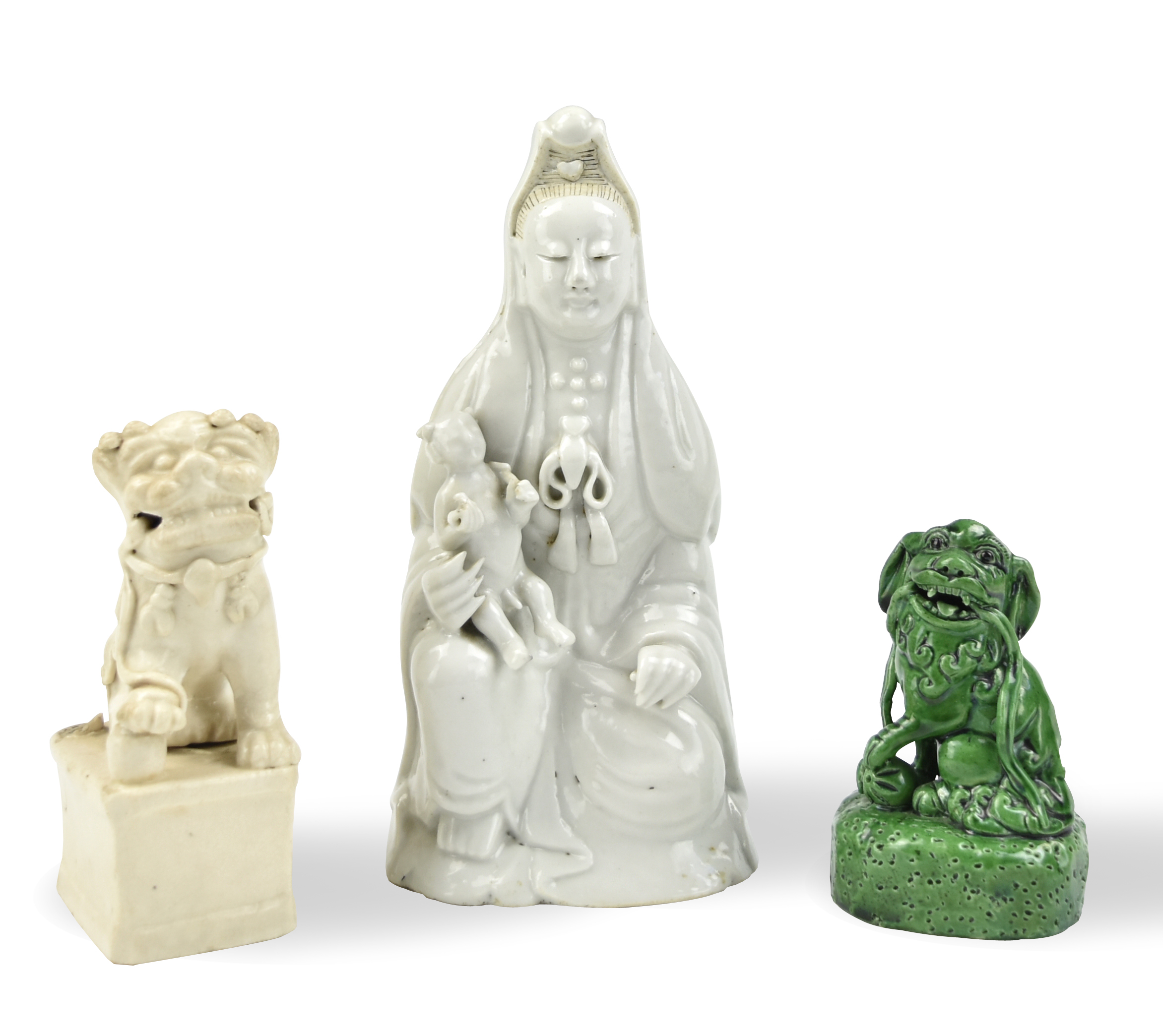 Appraisal: Chinese white glazed figure of guanyin in a seating position