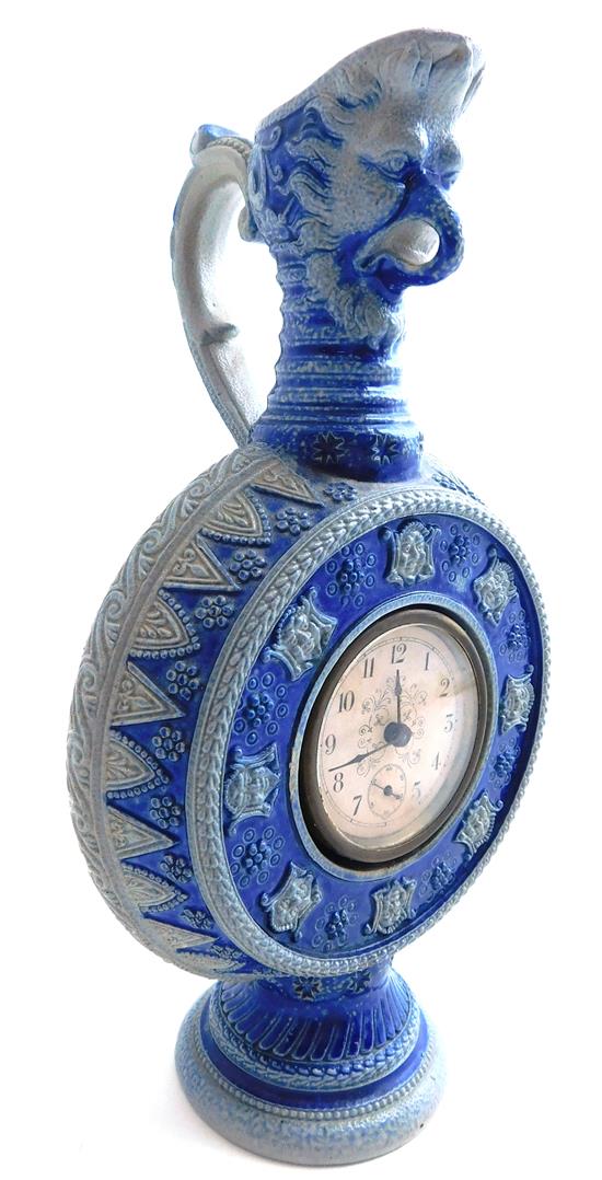 Appraisal: CLOCK Early th C German blue and gray stoneware clock