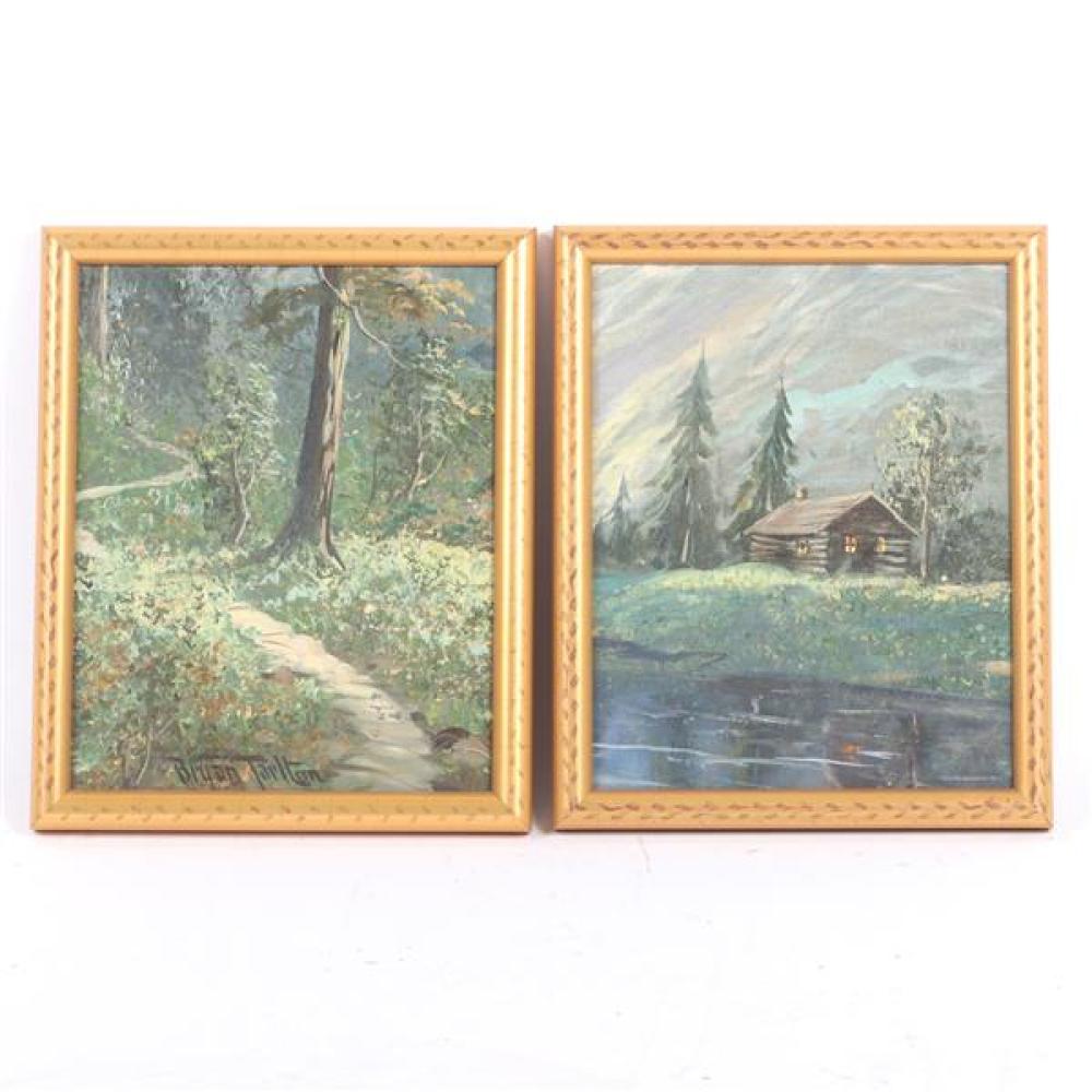 Appraisal: BRYAN TARLTON INDIANA - PAIR LANDSCAPE PAINTINGS PATH IN THE