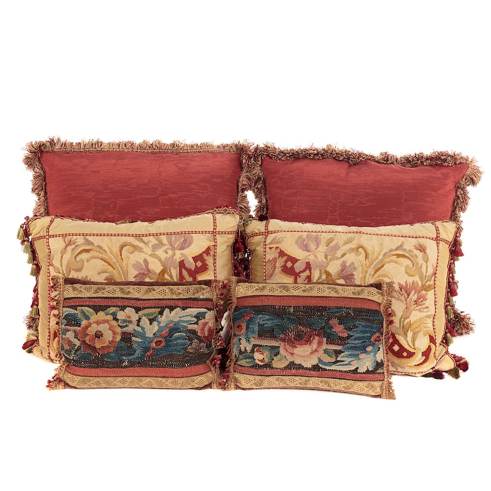 Appraisal: Group of Six French Decorator Pillows Comprising a pair with