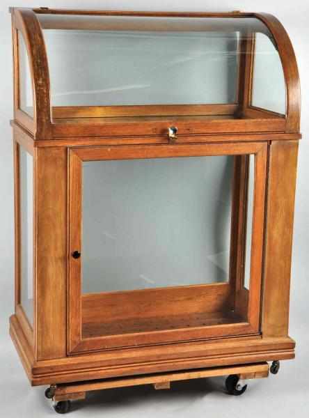 Appraisal: Oak Glass Cane or Bread Display Case Description Original glass