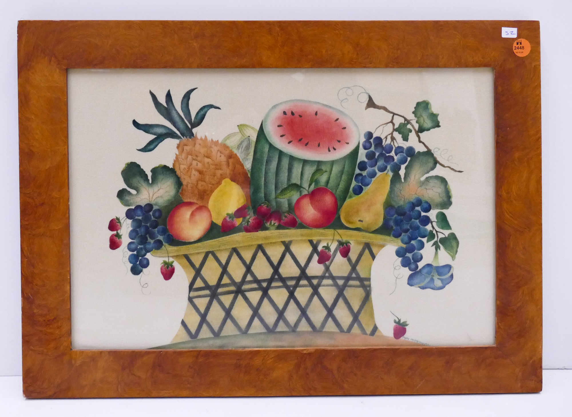 Appraisal: Mimi McMenamin Primitive Basket of Fruits Folk Art Style Theorem