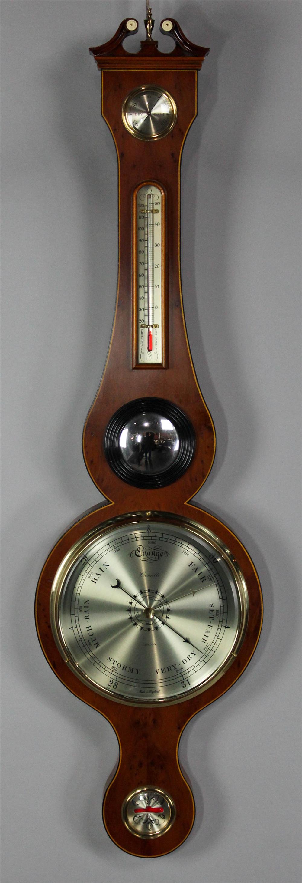 Appraisal: GEORGIAN STYLE INLAID YEW WOOD WHEEL BAROMETER BY COMITTI OF