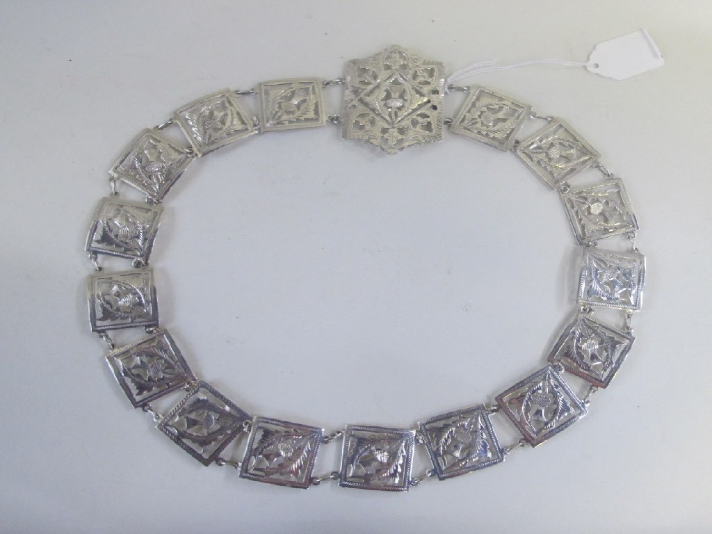 Appraisal: Silver belt with thistle decoration Birmingham