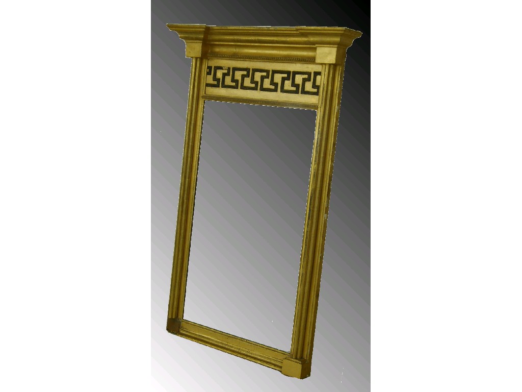 Appraisal: Regency giltwood and gesso pier mirror the moulded inverted breakfront