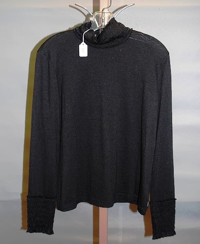 Appraisal: Akris black cashmere silk elastin smocked turtleneck with smocked cuffs