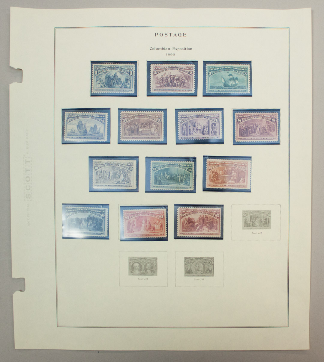 Appraisal: U S Stamps Columbian partial set comprising the c through