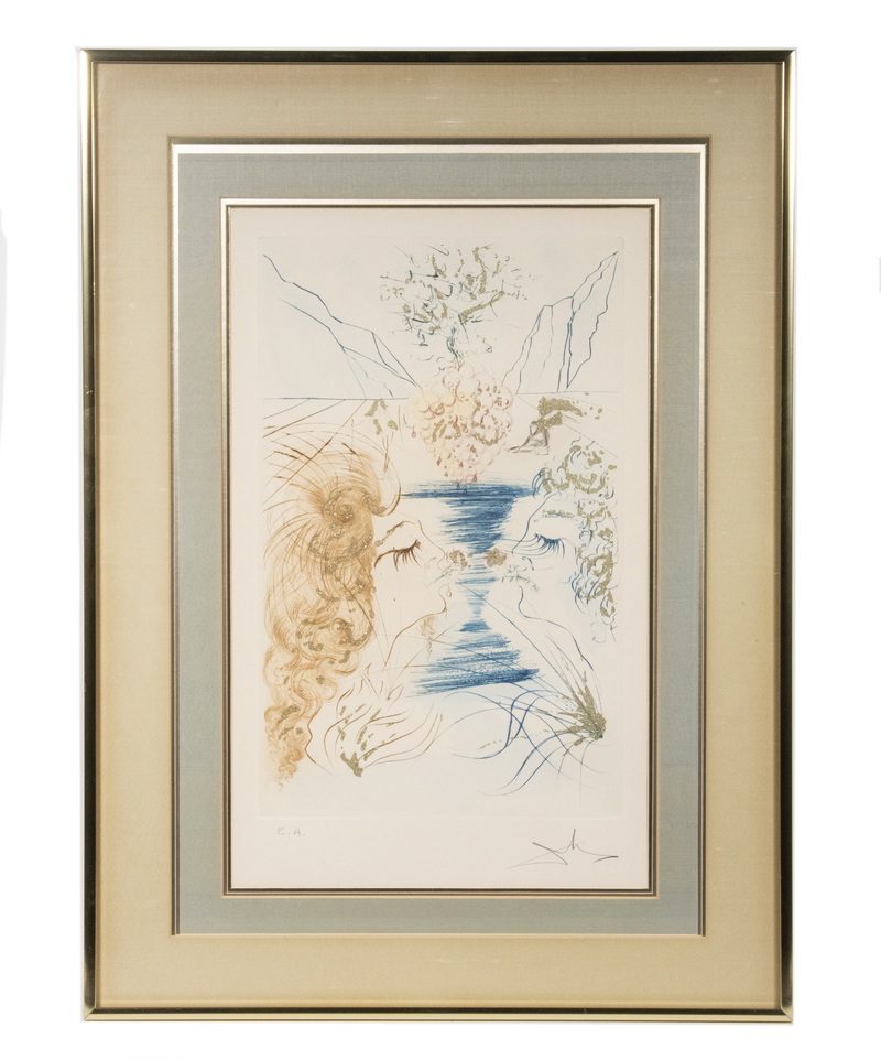 Appraisal: SALVADOR DALI SPAIN - The Kiss pencil signed and marked