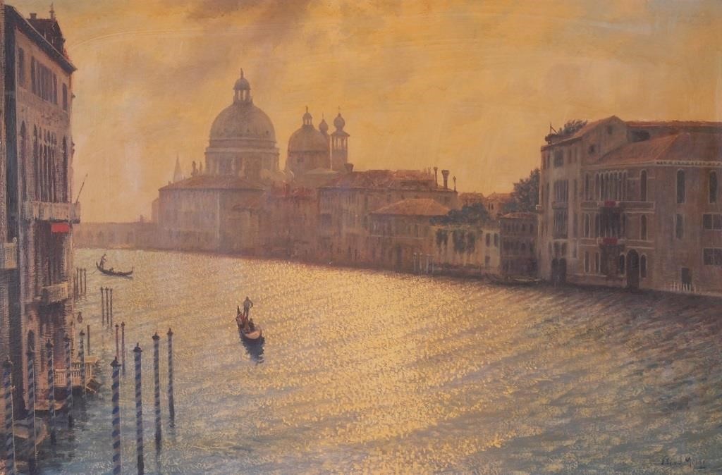 Appraisal: Oil on canvas painting of a Venice Italy canal scene