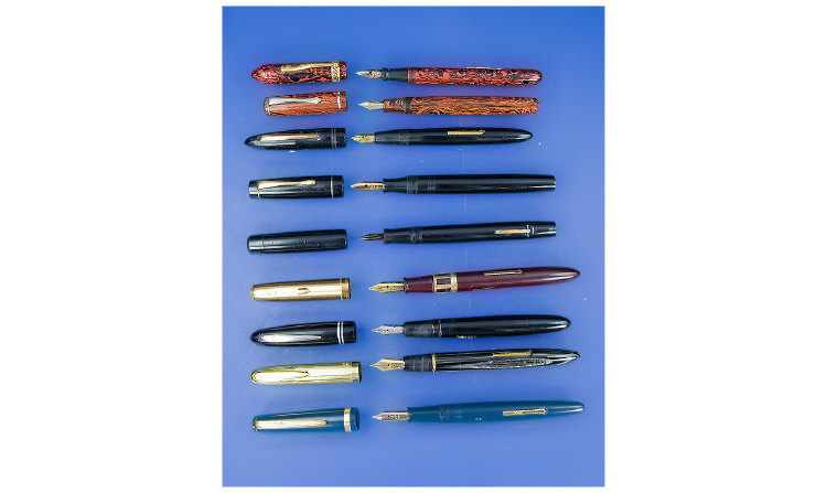 Appraisal: A Mixed Lot Excelsior German A black celluloid lever filling