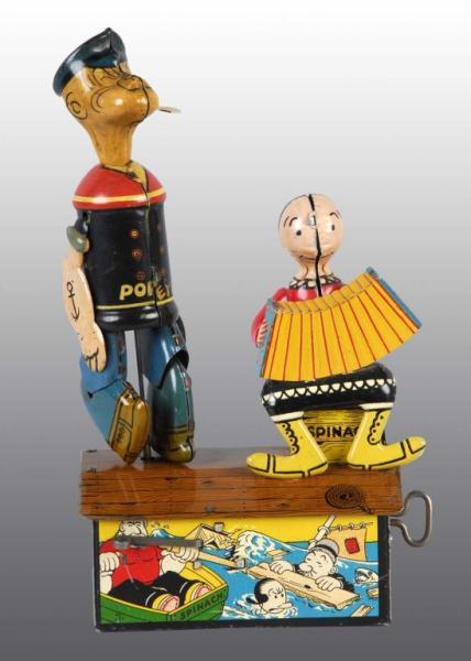 Appraisal: Tin Marx Popeye Olive Oyl Roof Dancer Toys Description American