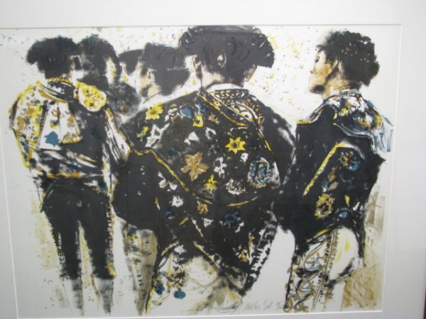 Appraisal: Moshe Gat limited edition lithograph Matadors In Waiting pencil signed