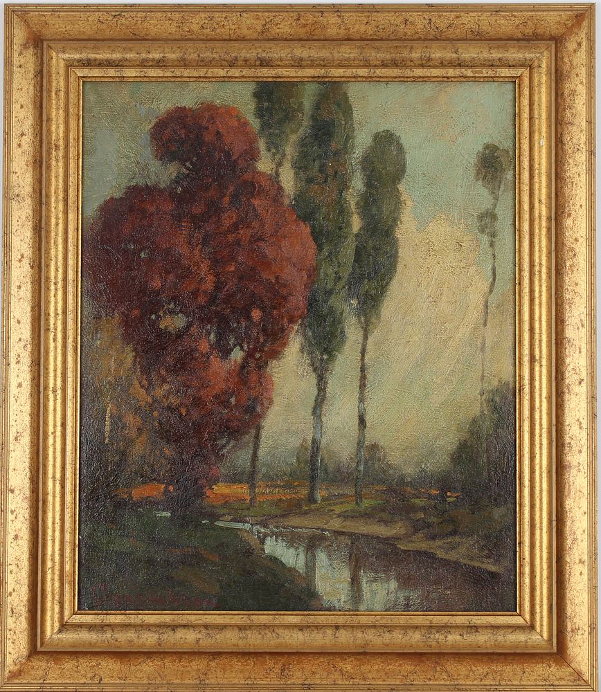 Appraisal: Signed Early th C Painting of Riverscape Signed Early th