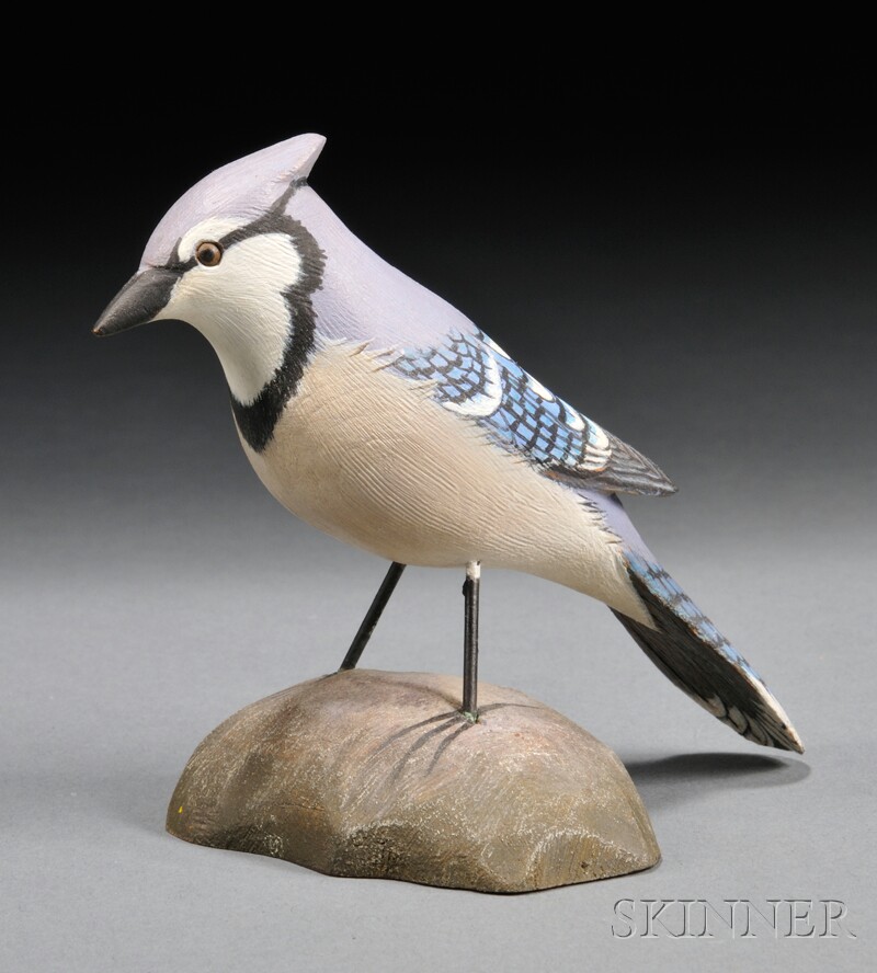 Appraisal: Jess Blackstone Miniature Carved and Painted Blue Jay Figure New