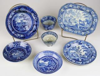 Appraisal: lot of pcs of damaged blue transfer dec Staffordshire soft