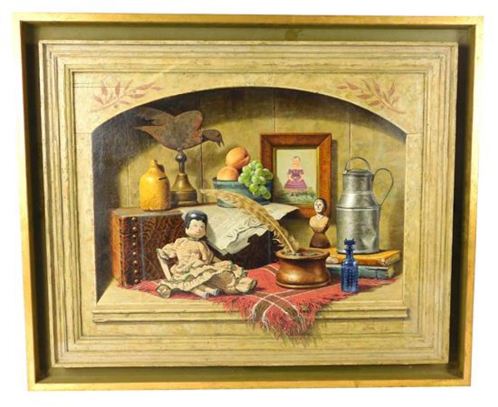 Appraisal: Birney Lettick American - oil on canvas board trompe l'oeil