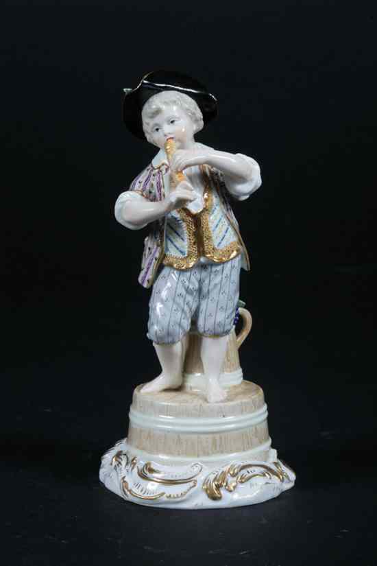 Appraisal: MEISSEN PORCELAIN FIGURE late th-early th century underglaze blue crossed