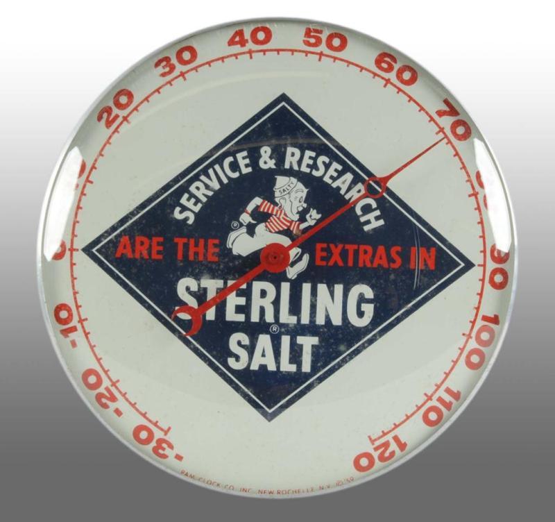 Appraisal: Sterling Salt Round Pam Thermometer Description Salty racing across logo