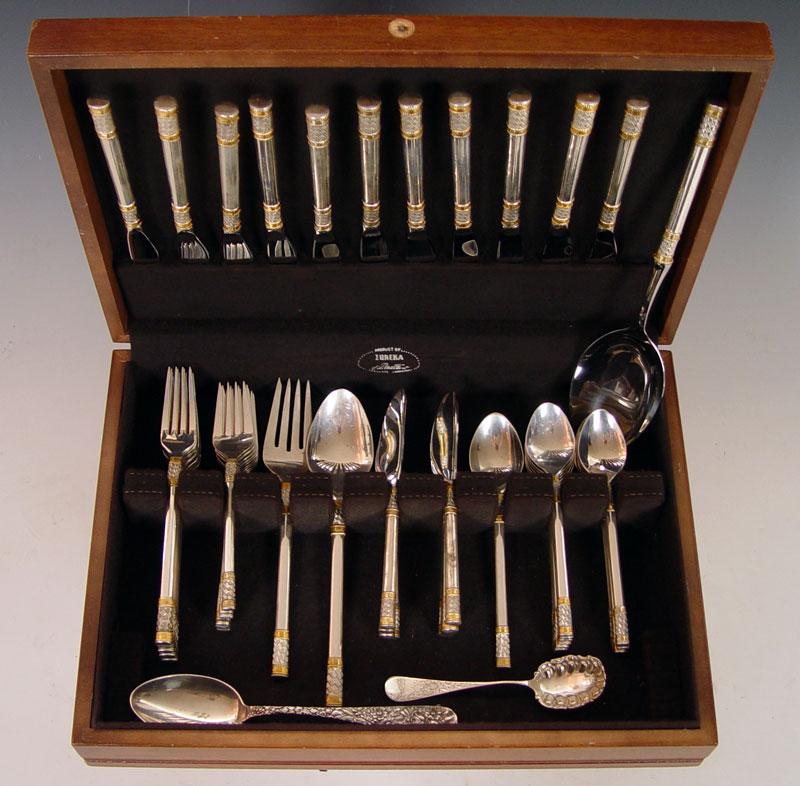 Appraisal: WALLACE AEGEAN WEAVE STERLING FLATWARE SERVICE Approx pieces in the