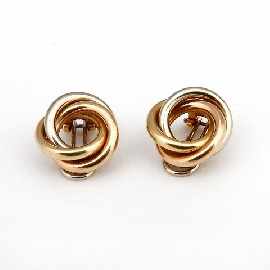 Appraisal: A pair of Italian tri-colour ct gold knot earrings with