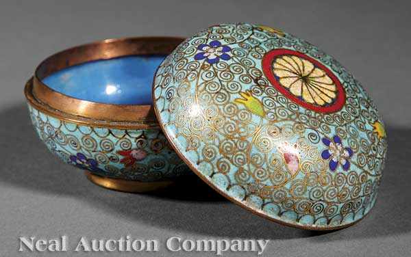 Appraisal: A Chinese Cloisonn Enamel Circular Box and Cover probably th