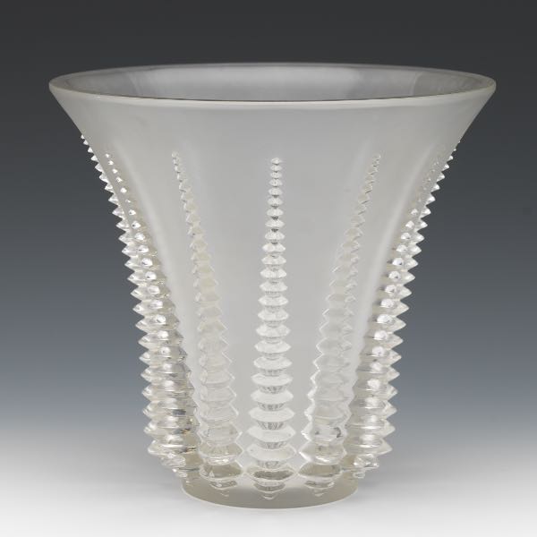 Appraisal: LALIQUE FROSTED GLASS VASE FONT ROMEU x Frosted and polished