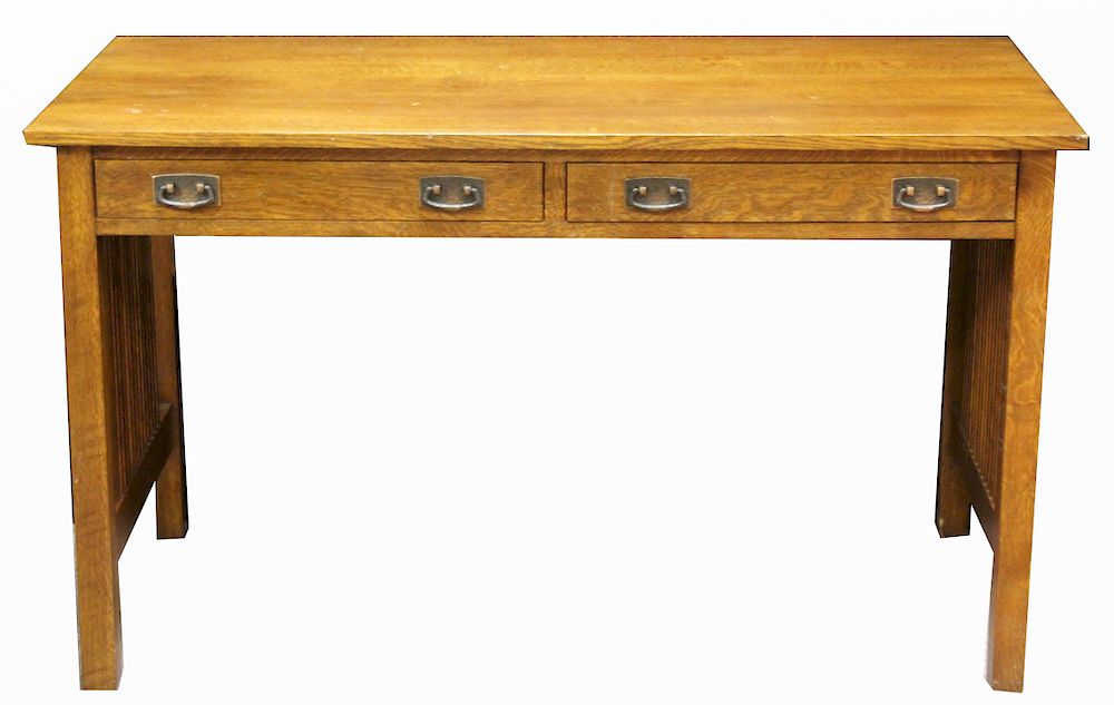 Appraisal: Signed th C Stickley Desk Signed th C Stickley Desk