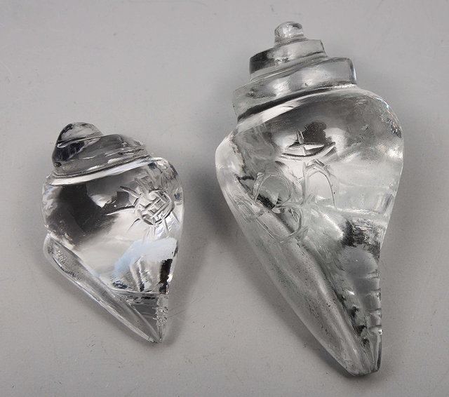 Appraisal: TWO INDIAN ROCK CRYSTAL CONCH SHELLS used in the worship