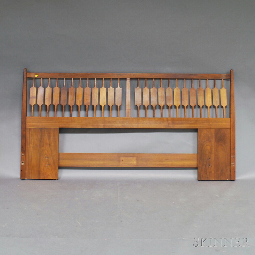 Appraisal: Mid-century Walnut King-sized Headboard ht wd in Estimate - The