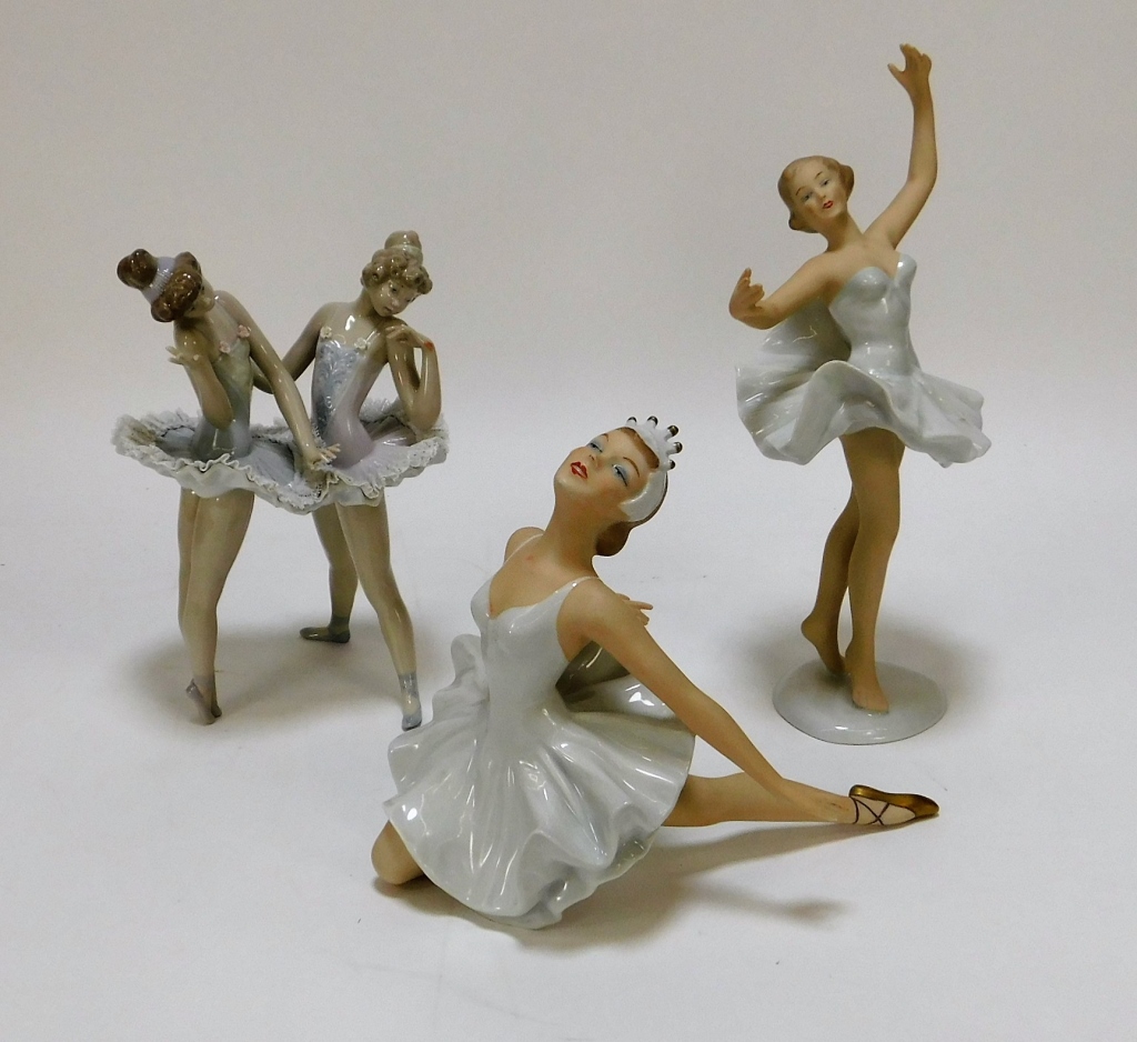 Appraisal: PC WALLENDORF LLADRO PORCELAIN BALLERINA GROUP Germany Spain th CenturyIncludes