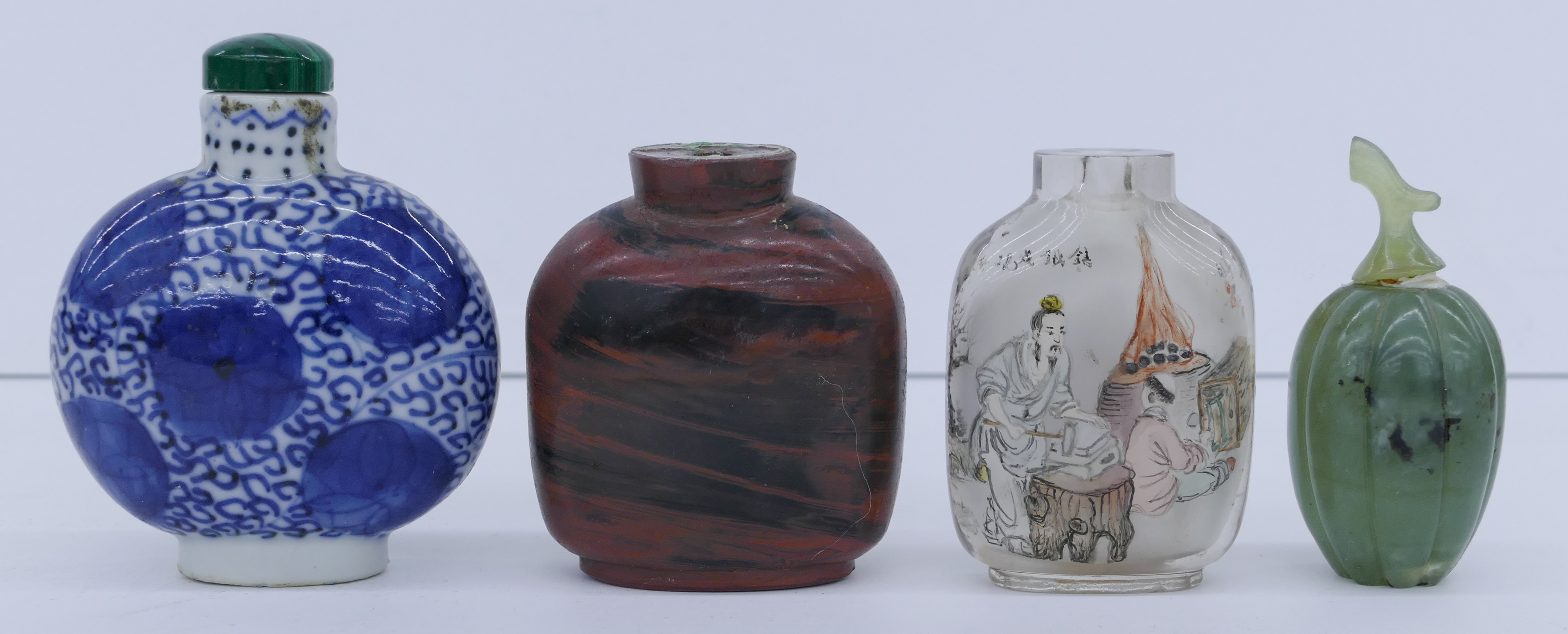 Appraisal: pc Chinese Qing Republic Snuff Bottles to Includes a blue