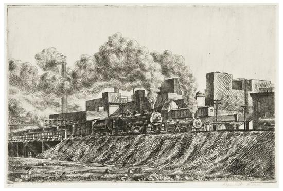 Appraisal: Reginald Marsh - Erie Railroad and Factories S Etching engraving